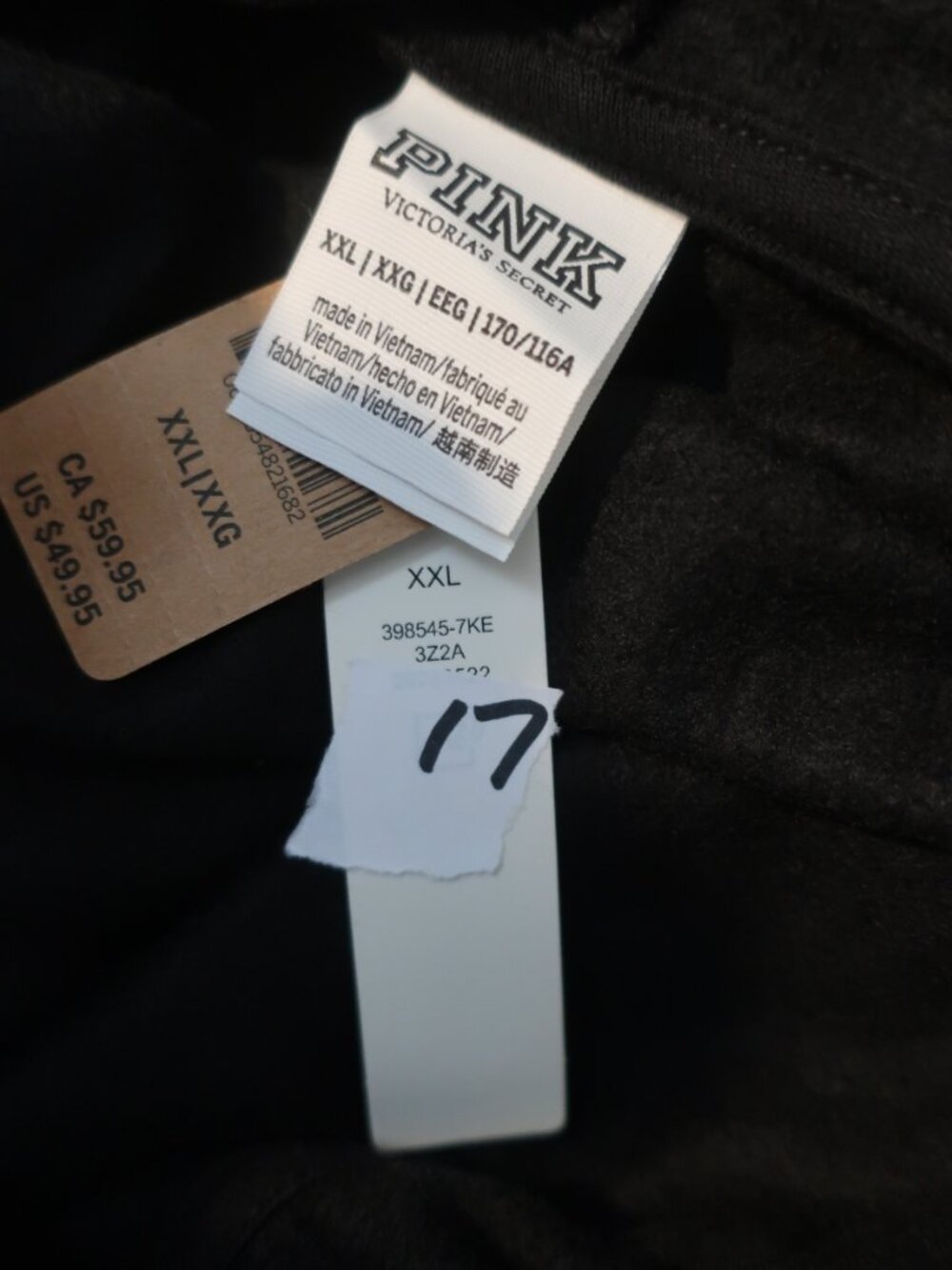 NWT Women Pink Victoria's Secret (Item-17) Black White Zip Logo Hoodie XXL - Picture 8 of 8